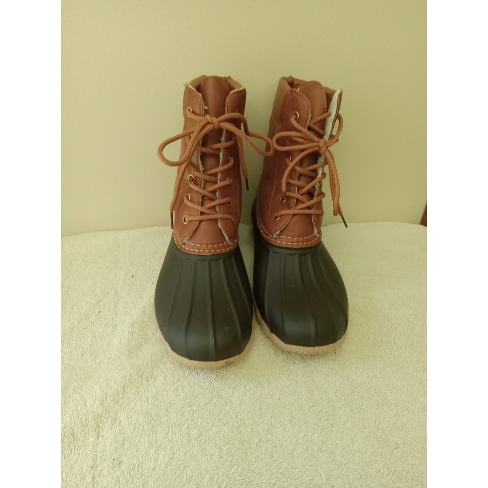 Outwoods  Brown Lace-Up Round Toe Duck Rain Boots Size 7M